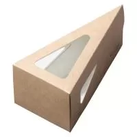 Упаковка для кусочка торта/пирога ForGenika PIE III Window Kraft, КРАФТ 160*160*80*60мм
