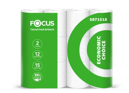 Бумага туалетная 2 сл. 15м FOCUS Economic Choice